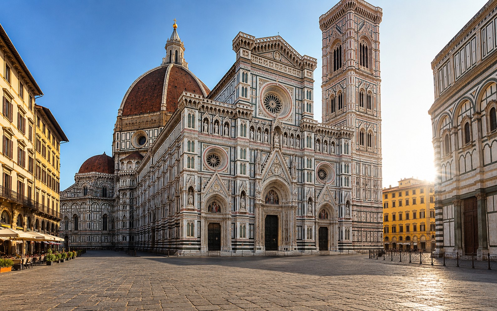 Florence Duomo Cathedral facade in Piazza del Duomo — private transfer Florence City Centre