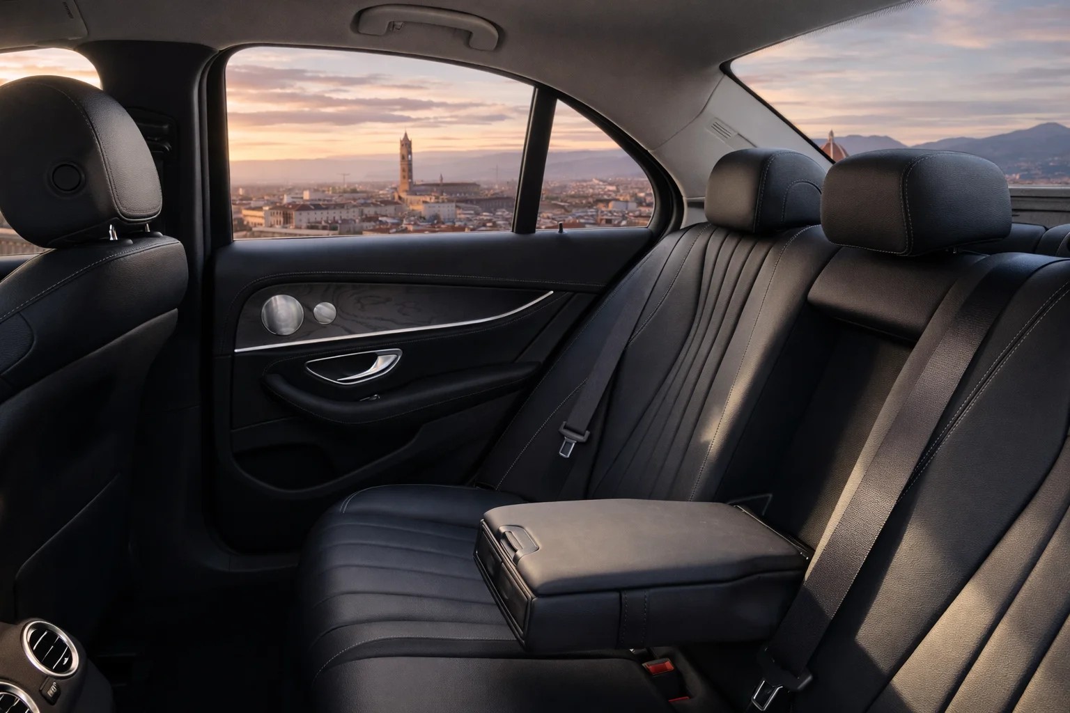 Mercedes E-Class leather interior private transfer Tuscany