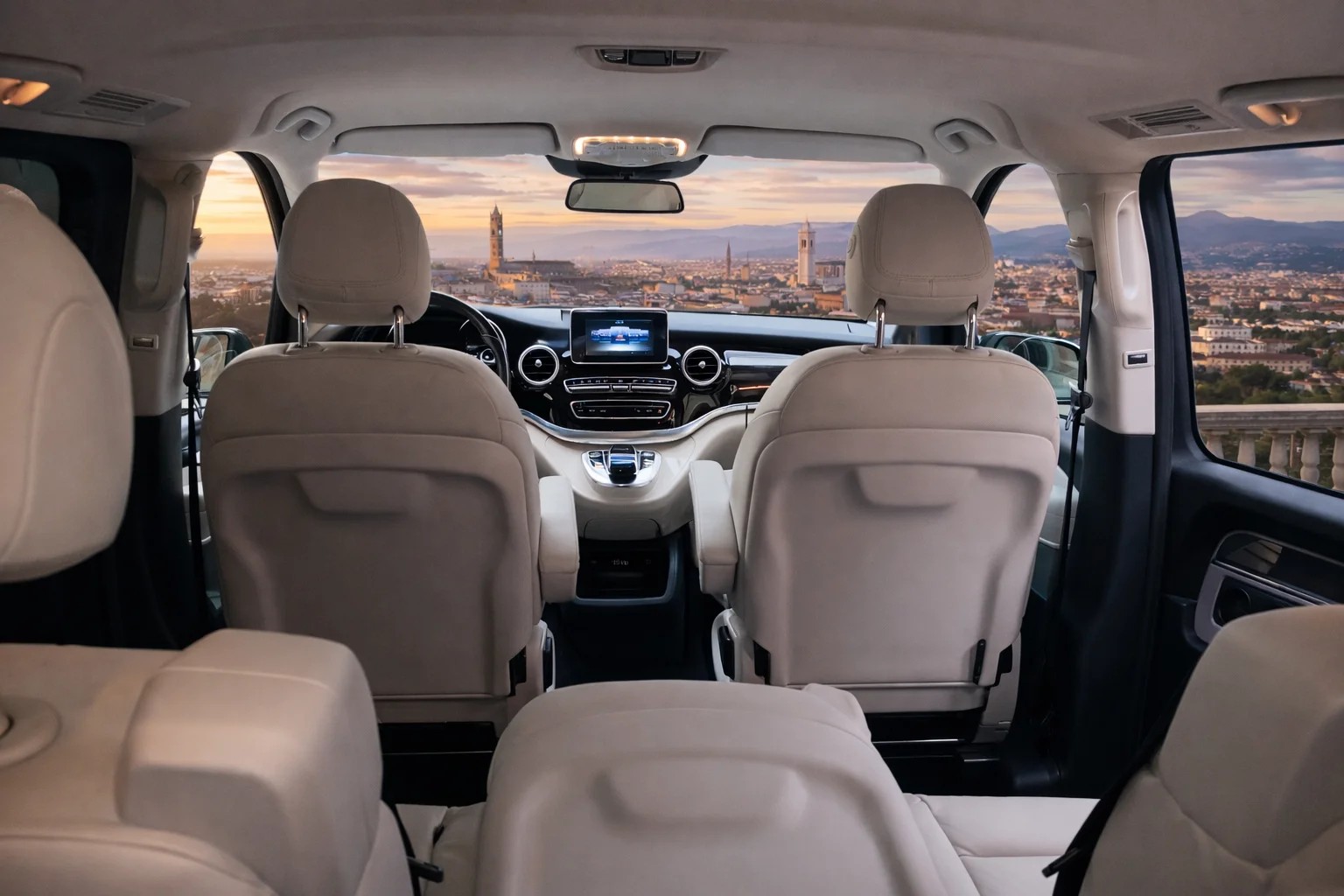 Mercedes E-Class leather interior private transfer Tuscany